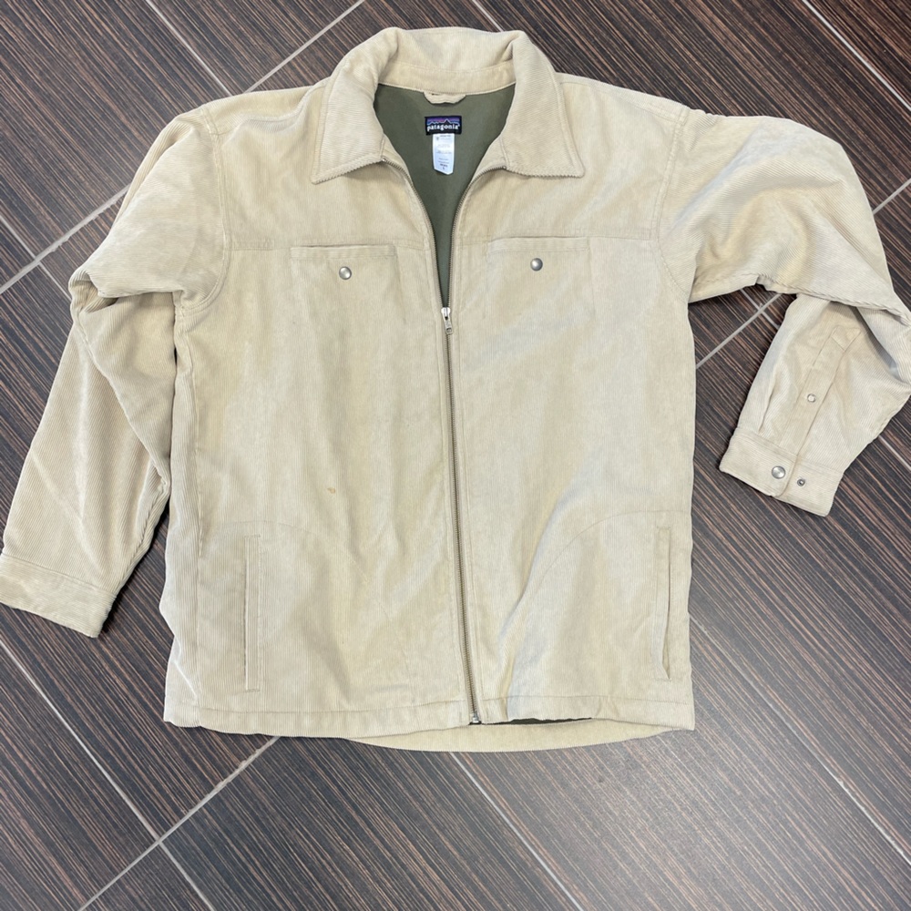 Patagonia Cordwarmer Corduroy Fleece Lined Chore Tan Jacket Mens Barn Coat